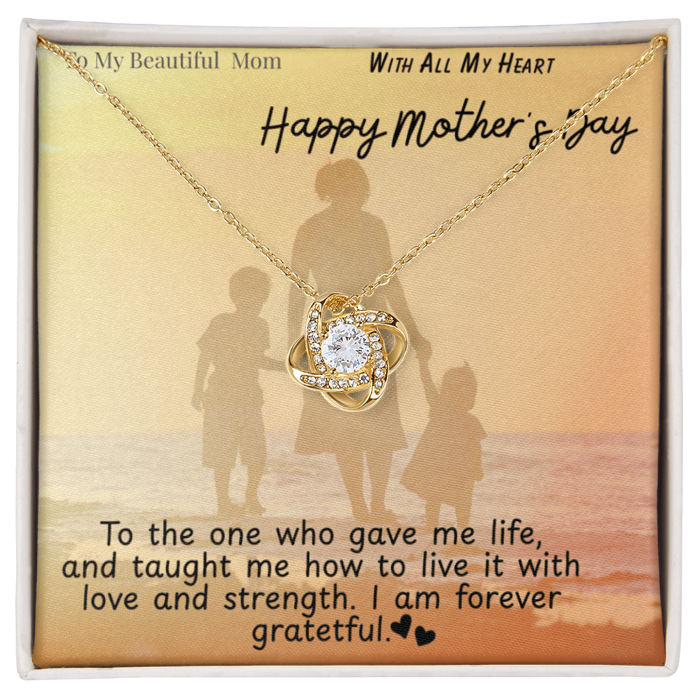To My Beautiful Mom / Love Knot Necklace Mother's Day Gift