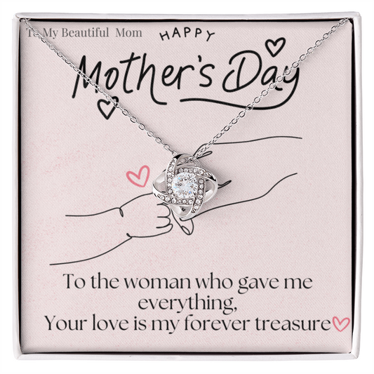 To My Beautiful Mom /Love Knot Necklace Mother's Day Gift
