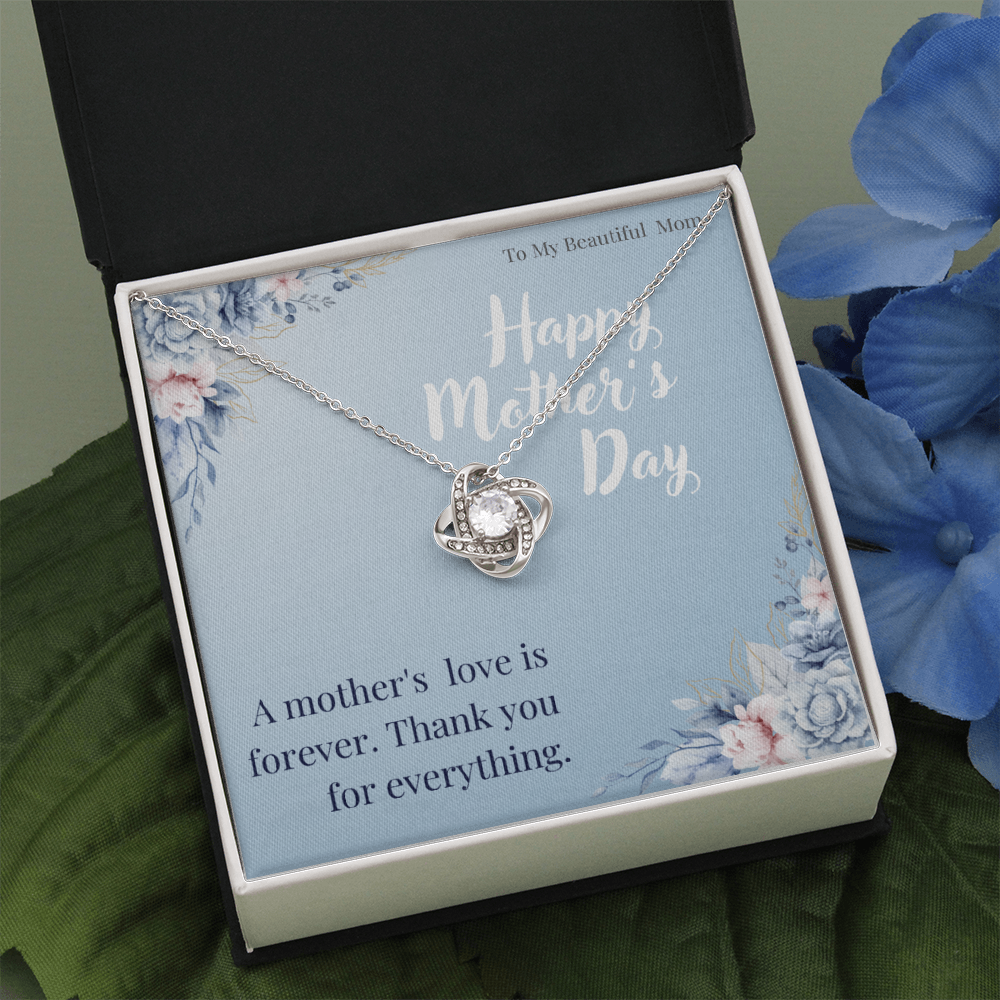 To My Beautiful Mom / Love Knot Necklace Mother's Day Gift