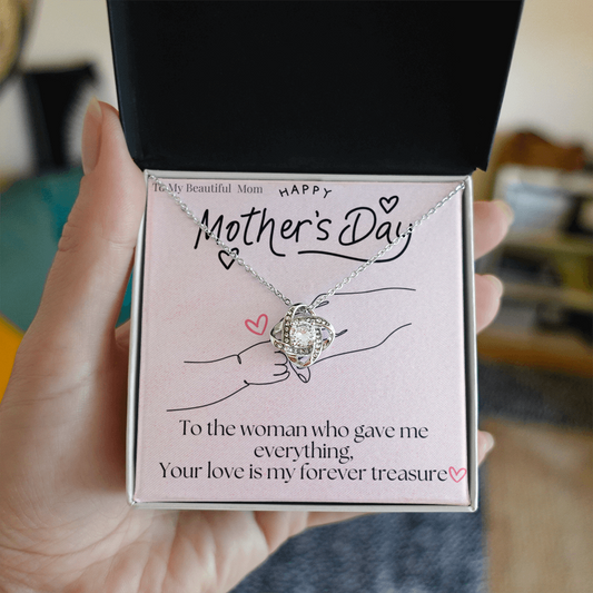 To My Beautiful Mom /Love Knot Necklace Mother's Day Gift