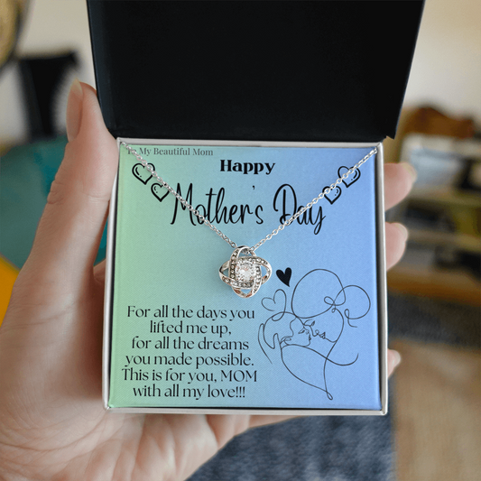 To My Beautiful Mom / Love Knot Necklace Mother's Day Gift