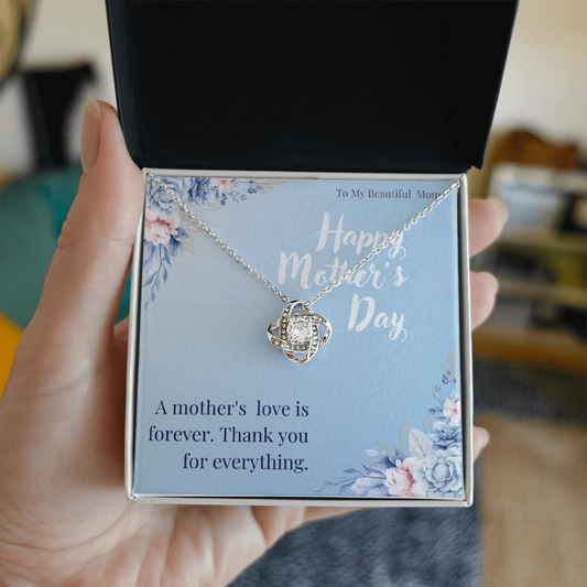 To My Beautiful Mom / Love Knot Necklace Mother's Day Gift