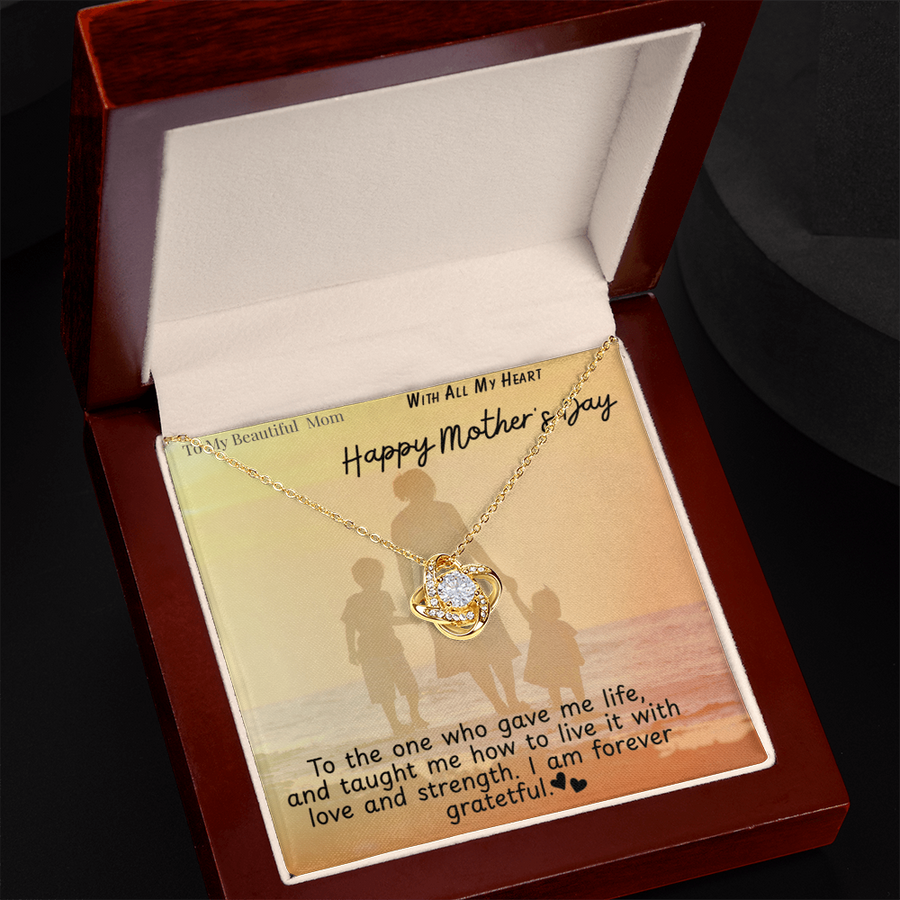 To My Beautiful Mom / Love Knot Necklace Mother's Day Gift