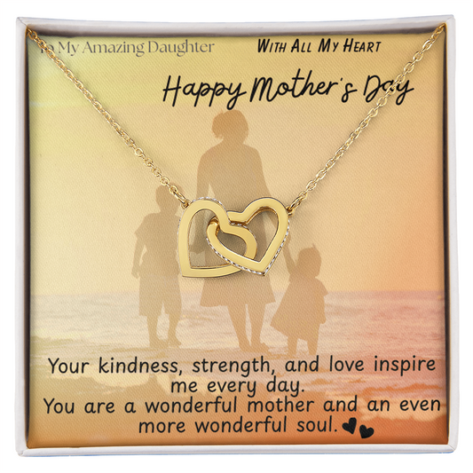To My Amazing Daughter / Interlocking Heart Necklace