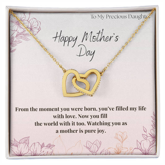 To My Precious Daughter / Interlocking Heart Necklace