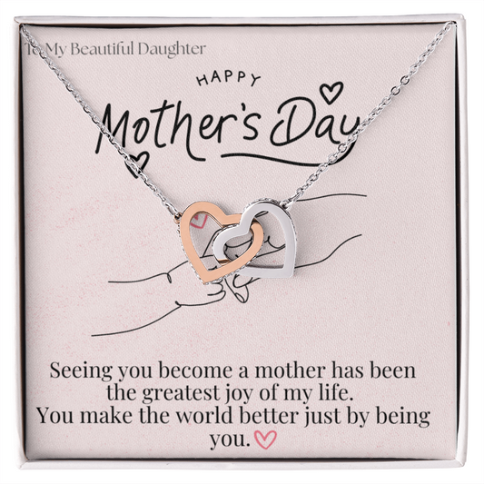 To My Beautiful Daughter / Interlocking Heart Necklace