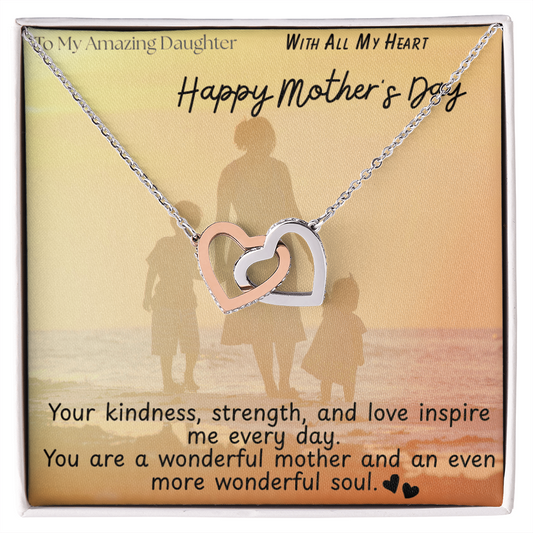 To My Amazing Daughter / Interlocking Heart Necklace
