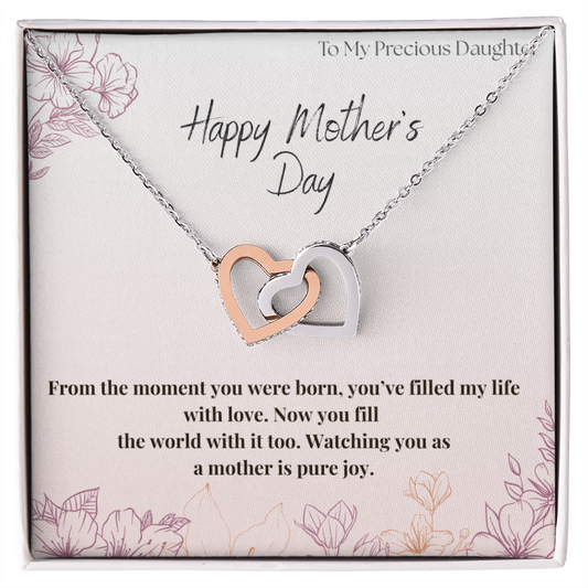 To My Precious Daughter / Interlocking Heart Necklace