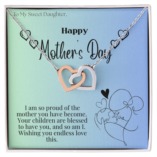 To My Sweet Daughter / Interlocking Heart Necklace