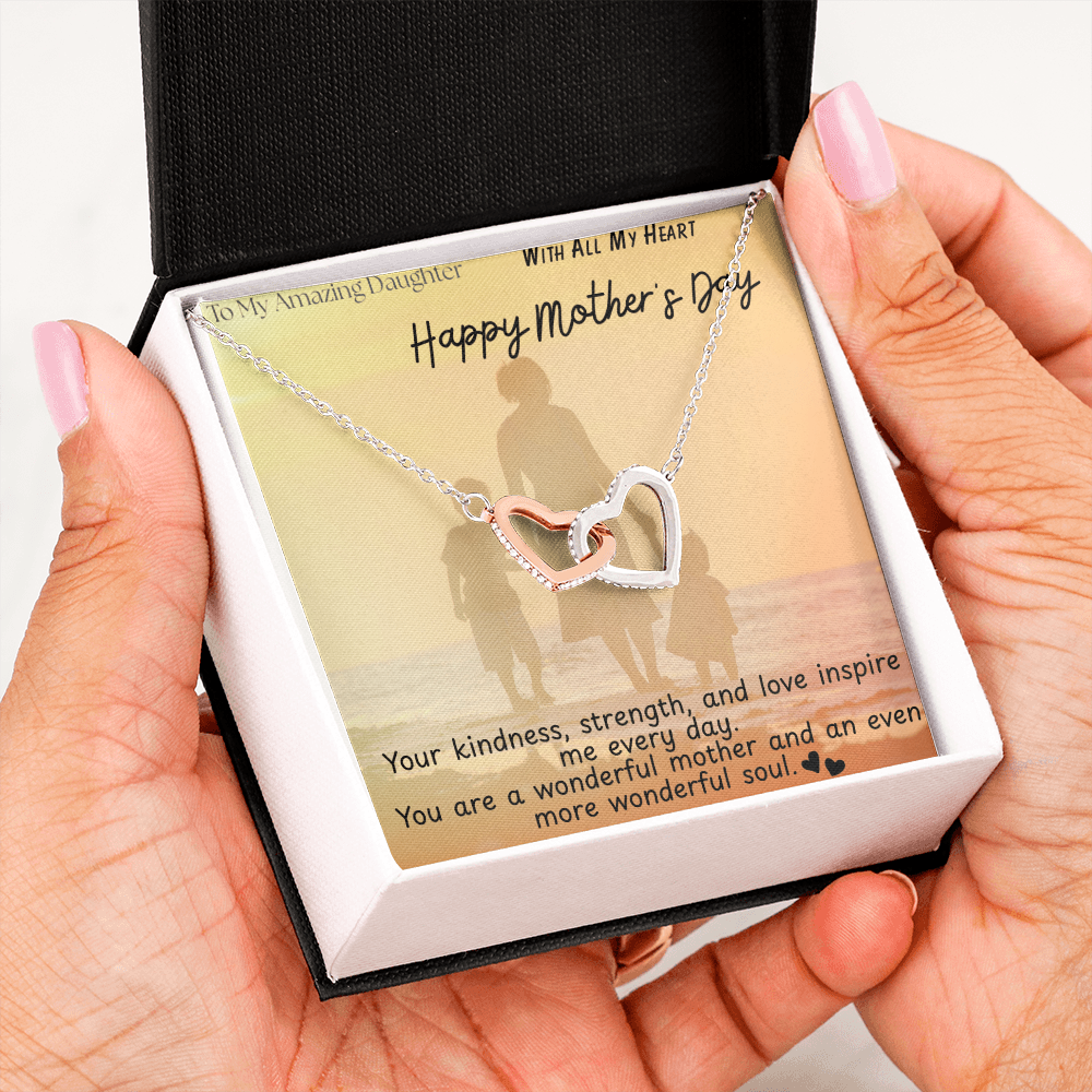 To My Amazing Daughter / Interlocking Heart Necklace