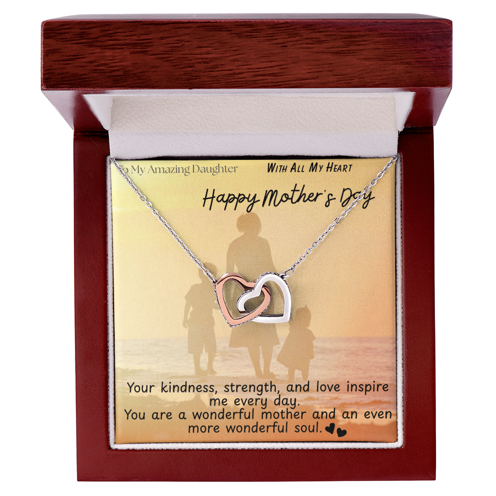 To My Amazing Daughter / Interlocking Heart Necklace