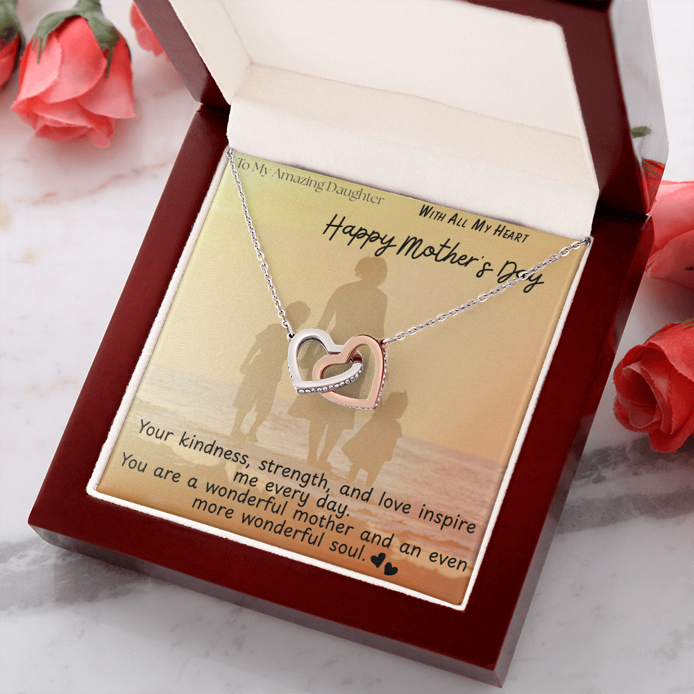 To My Amazing Daughter / Interlocking Heart Necklace