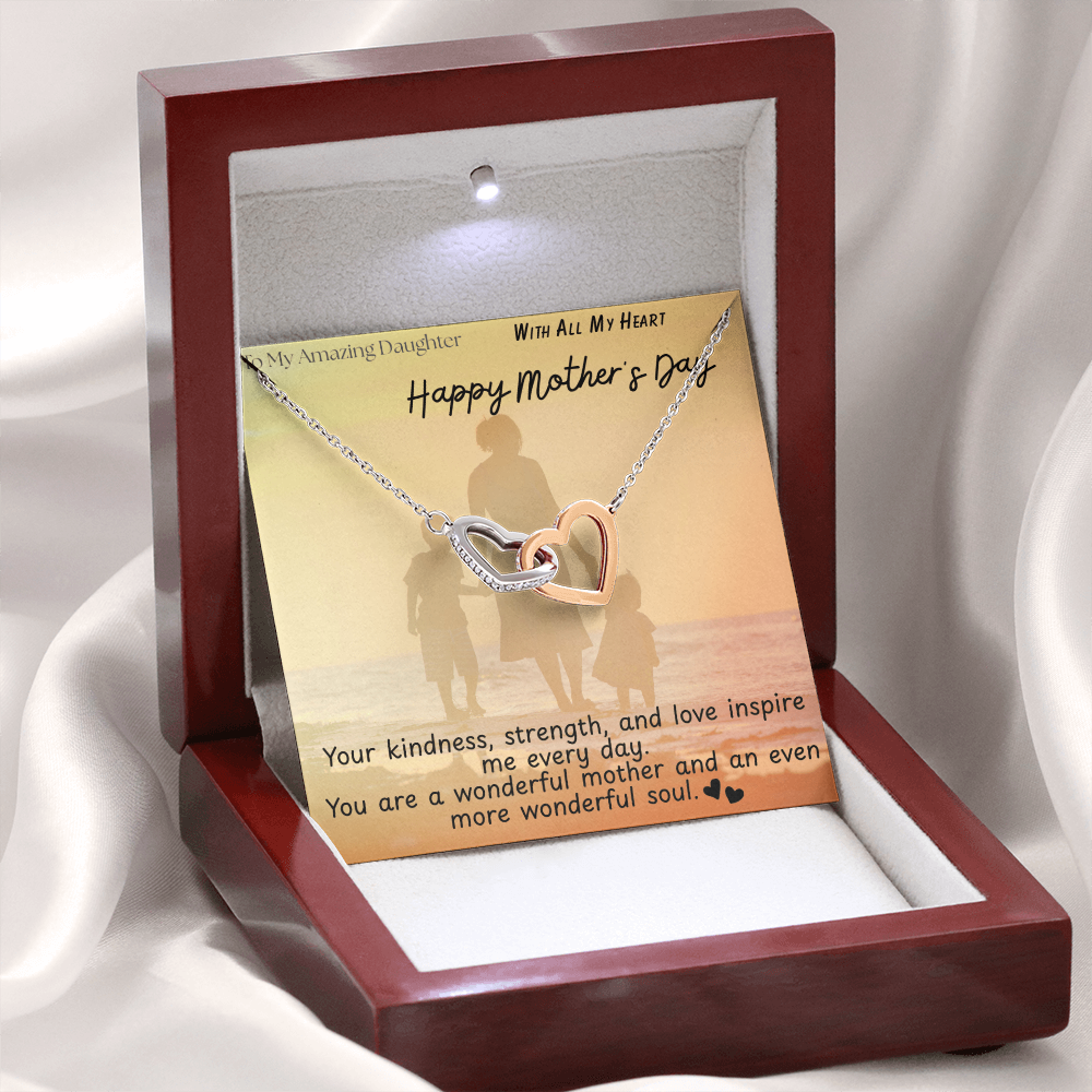 To My Amazing Daughter / Interlocking Heart Necklace